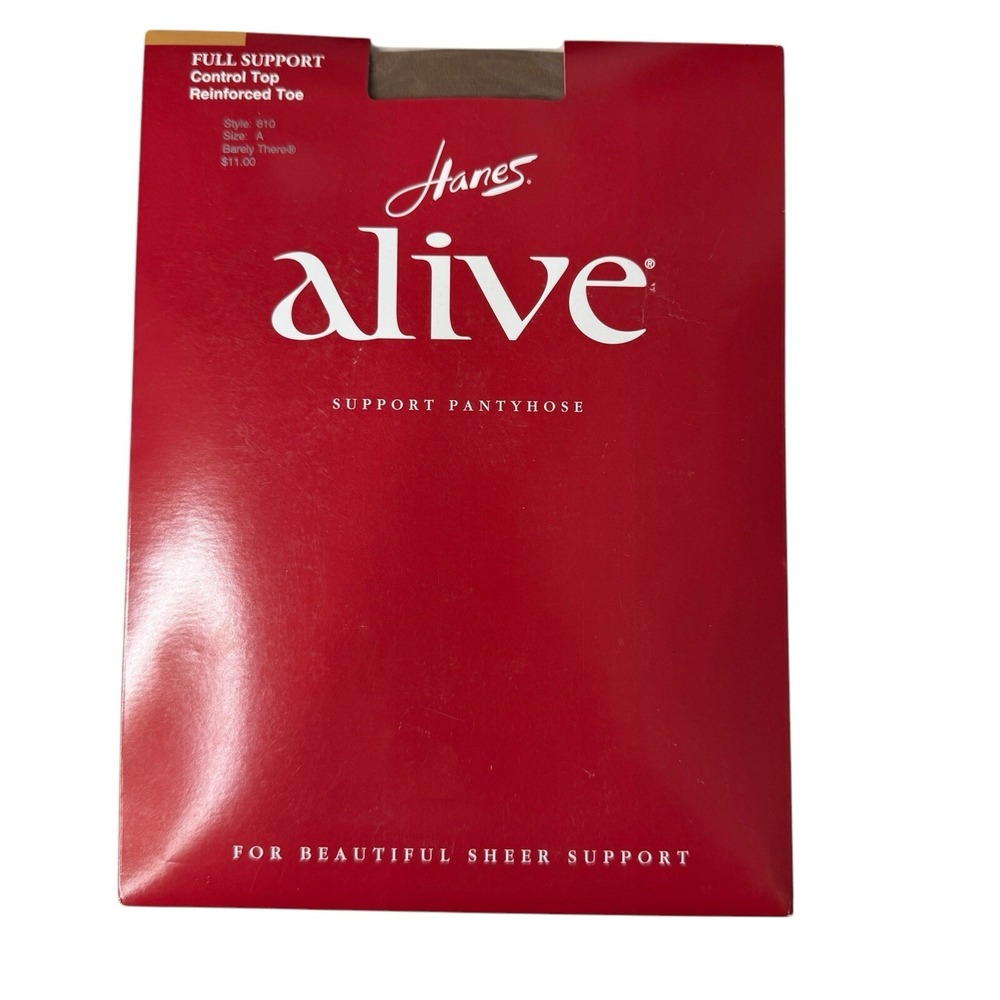 VTG Hanes Alive Full Support Pantyhose Barely There Size A 810 Control Top NWT